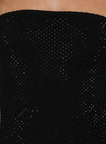 Jemira Strapless Shimmer Mini Dress Black