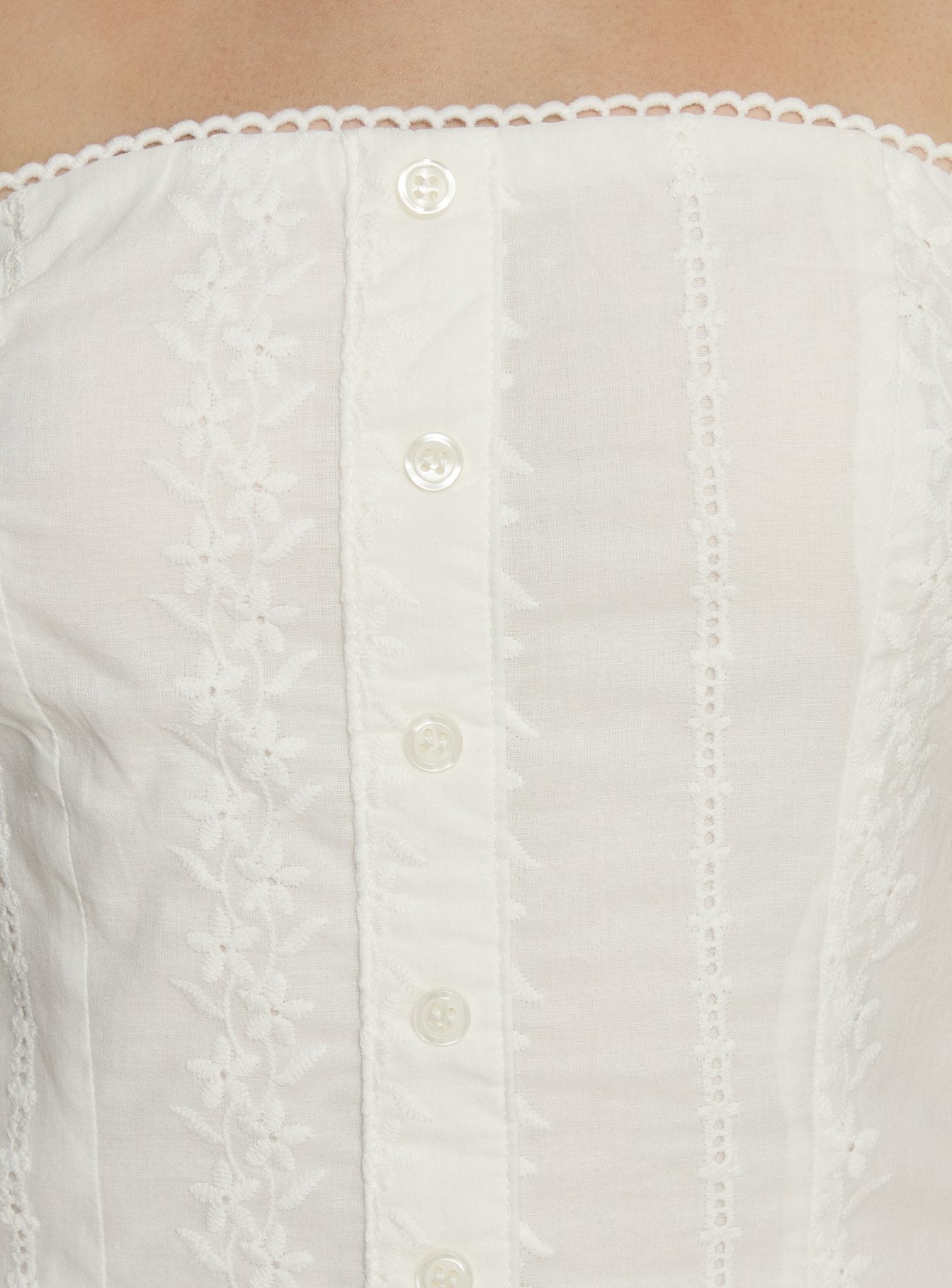 Analiese Strapless Anglaise Mini Dress White