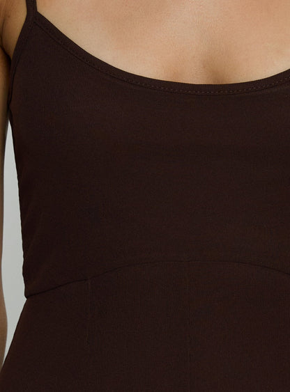 Janeira Pleat Maxi Dress Chocolate