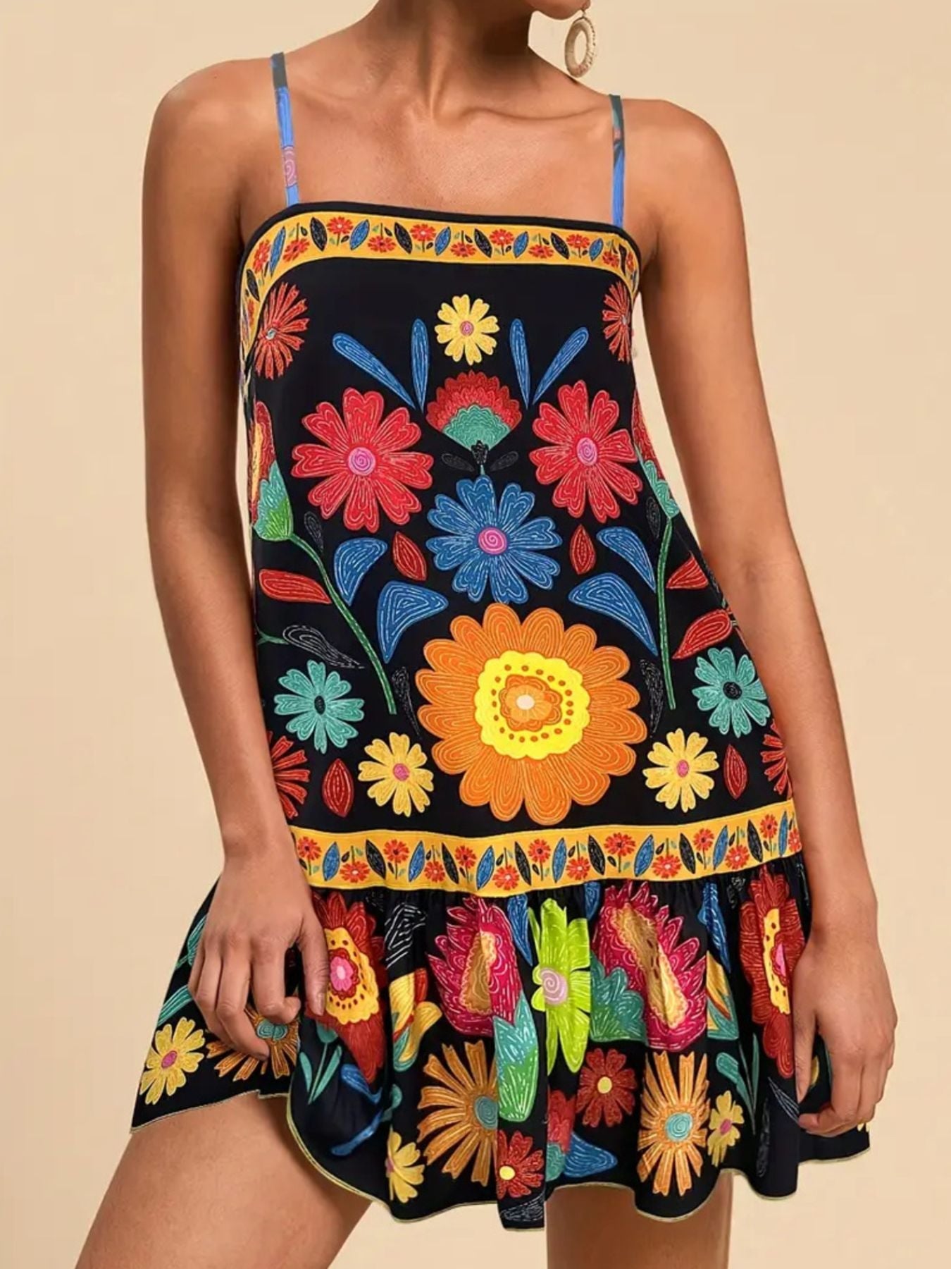 Floral Print Sleeveless Mini Dress