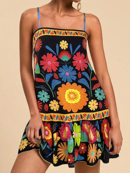 Floral Print Sleeveless Mini Dress