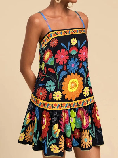 Floral Print Sleeveless Mini Dress