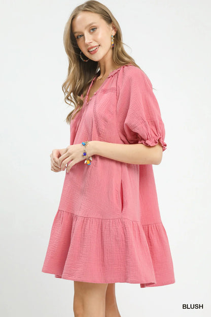 Umgee Cotton Gauze Mini Dress
