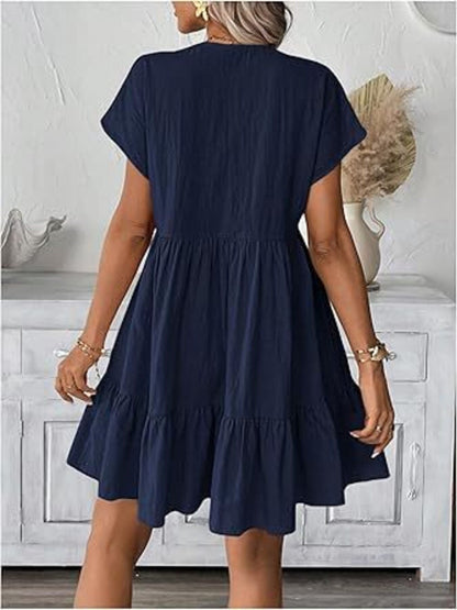 Short Sleeve Ruffle Hem Mini Dress