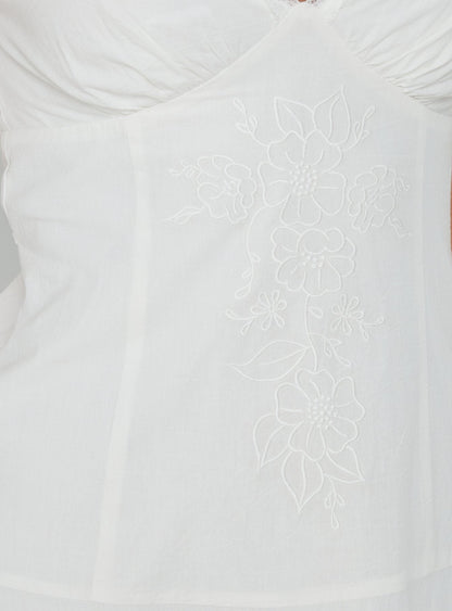 Splashy Lace Trim Mini Dress White