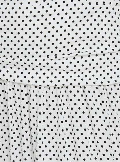 Millen Gathered Waist Halter Maxi Dress White Polka Dot