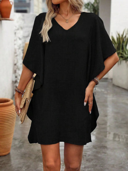 Flowy Sleeve V-Neck Casual Mini Dress