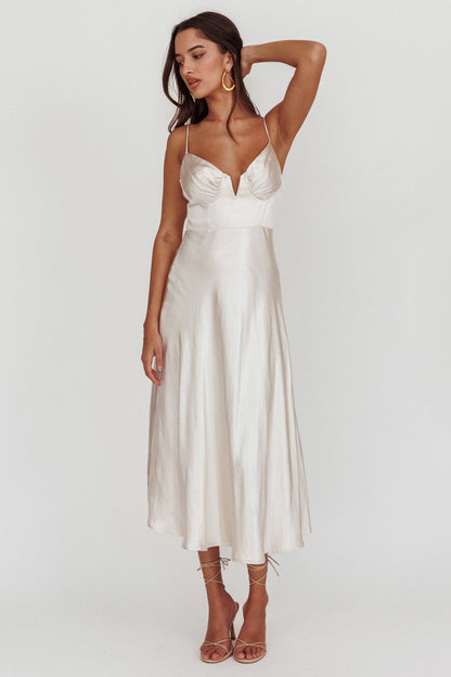 Lake Como A-Line Midi Dress Champagne