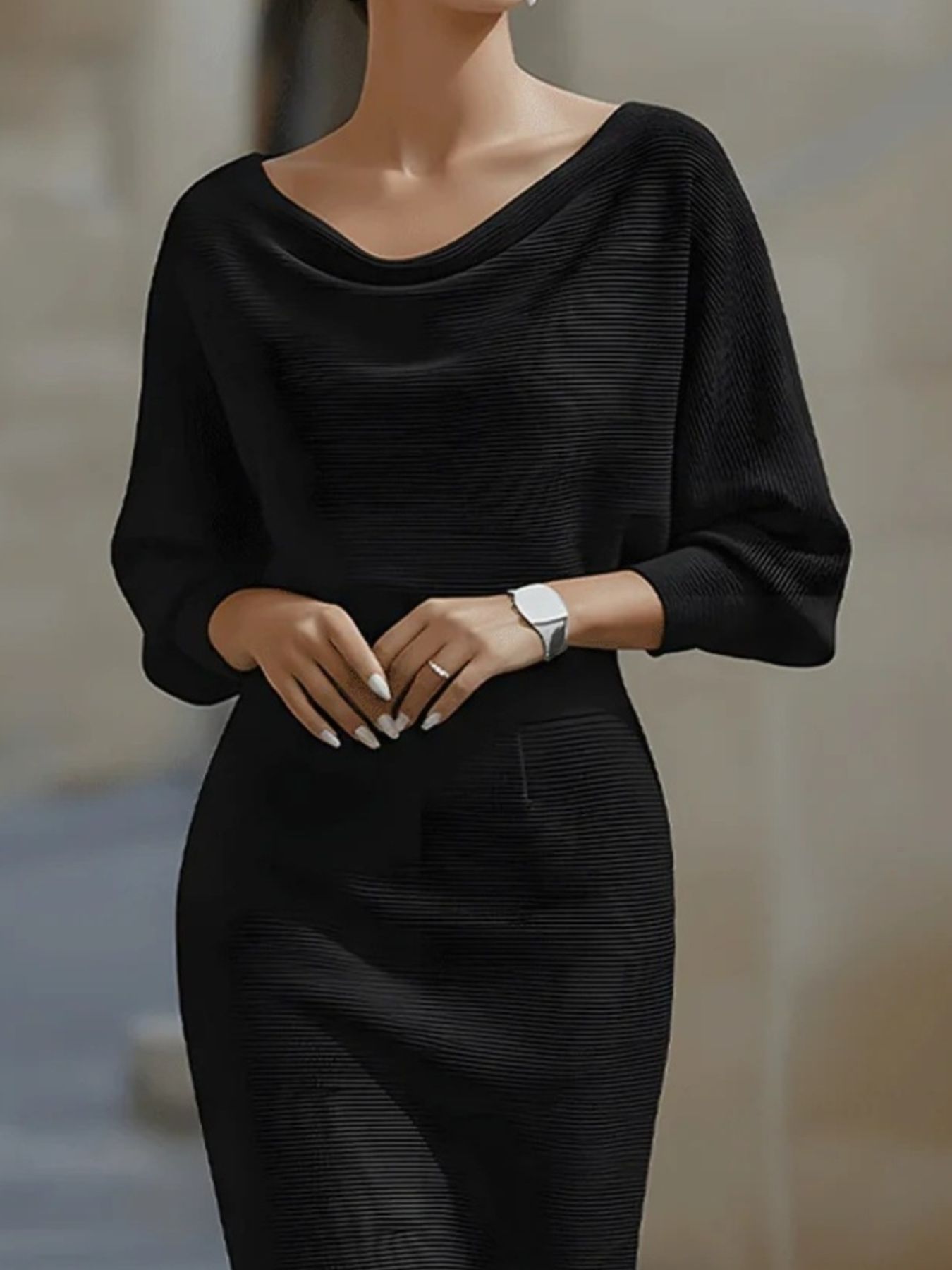 Cowl Neck Knit Bodycon Dress