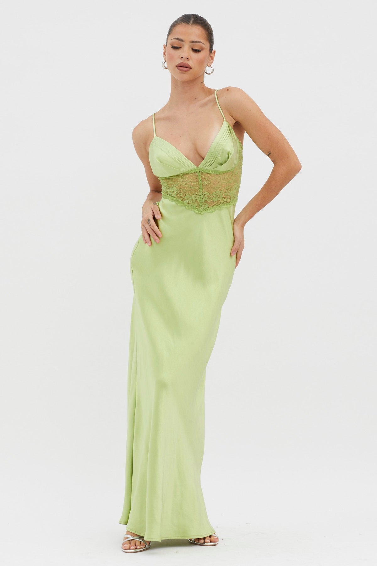 Kinzie Lace Waist Maxi Dress Apple
