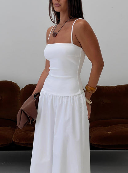 Erroll Drop Waist Knit Maxi Dress White