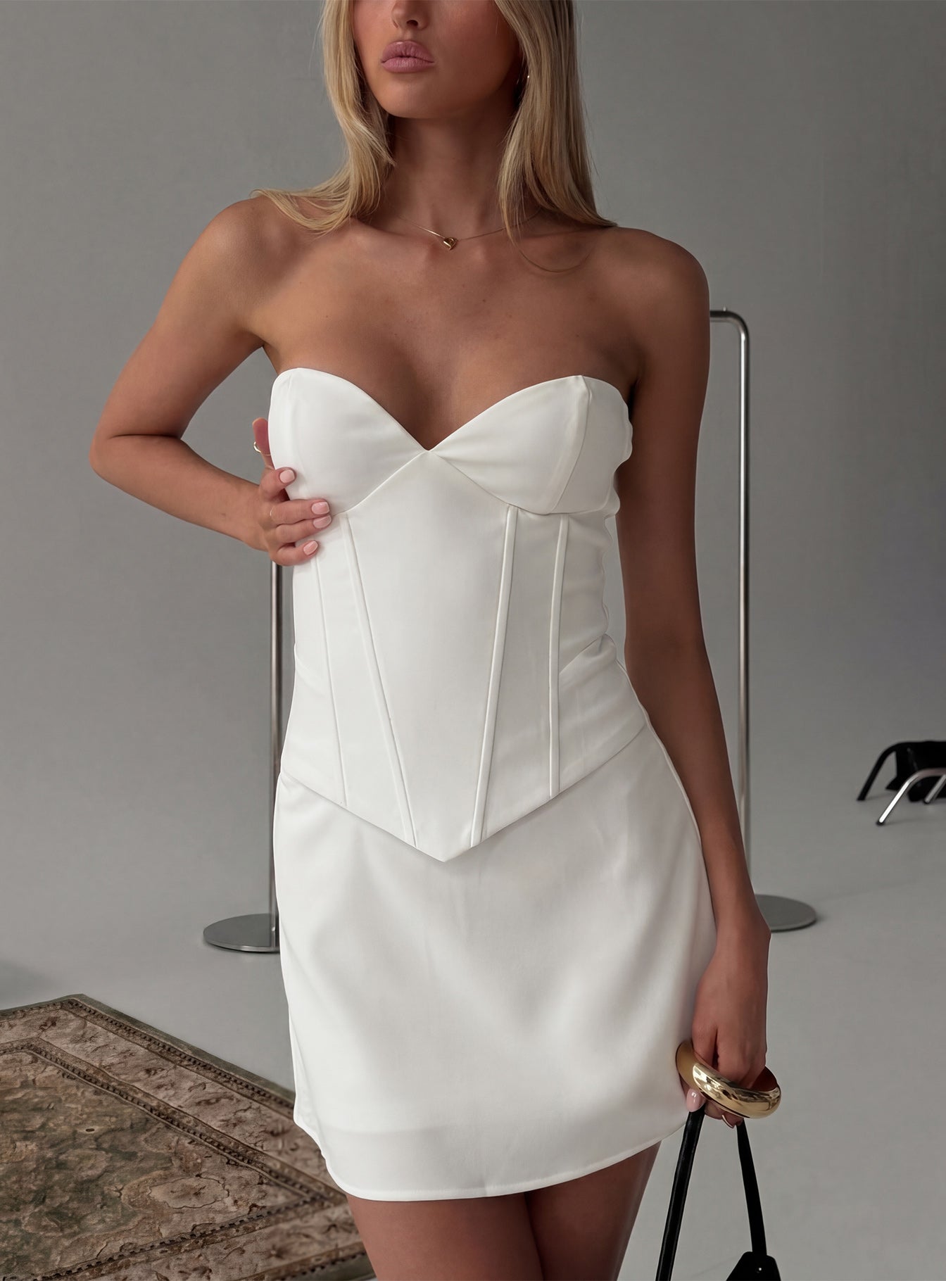 Loryn Sweetheart Corset Mini Dress White