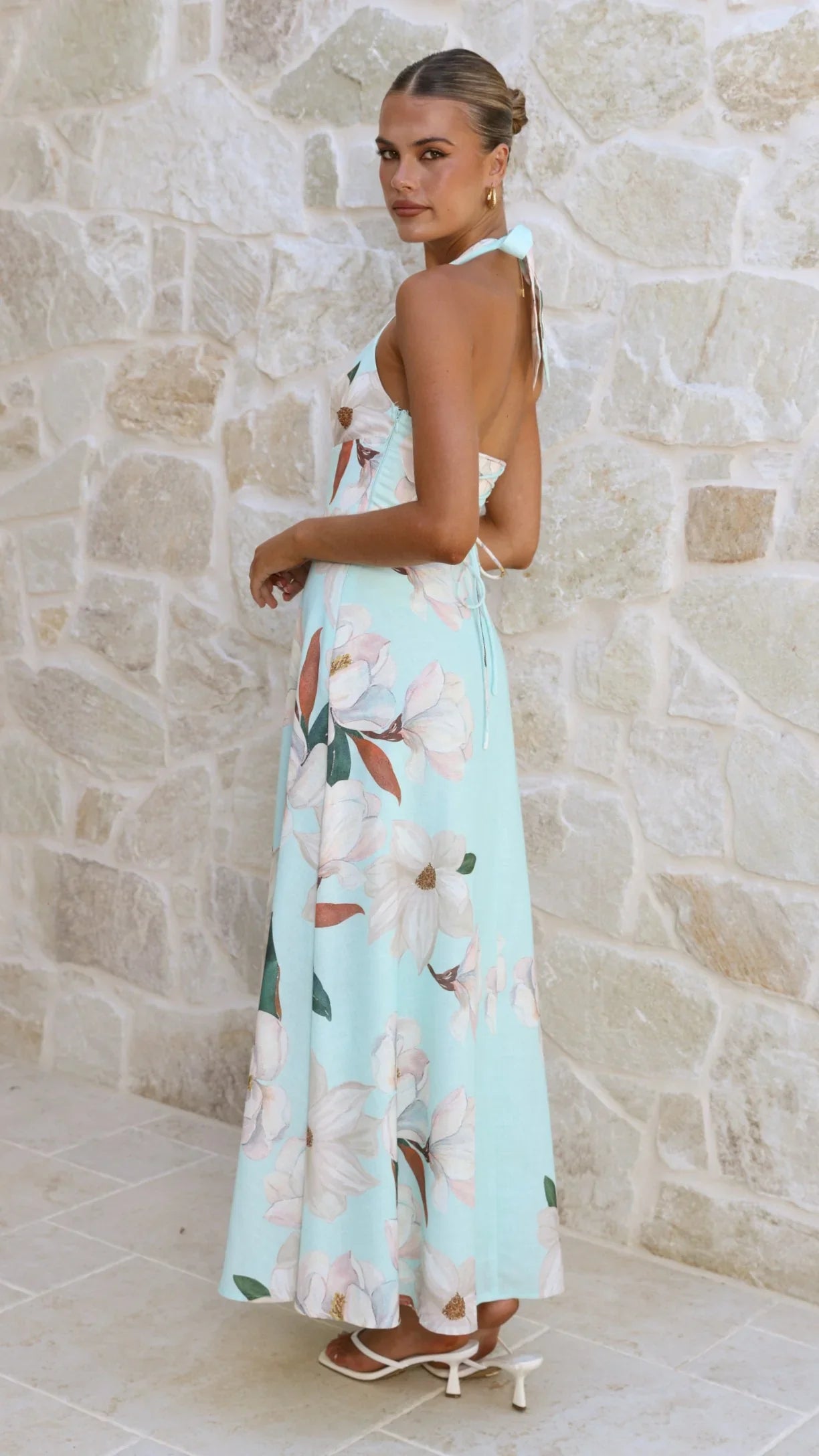 Skye Maxi Dress - Aqua/White Floral