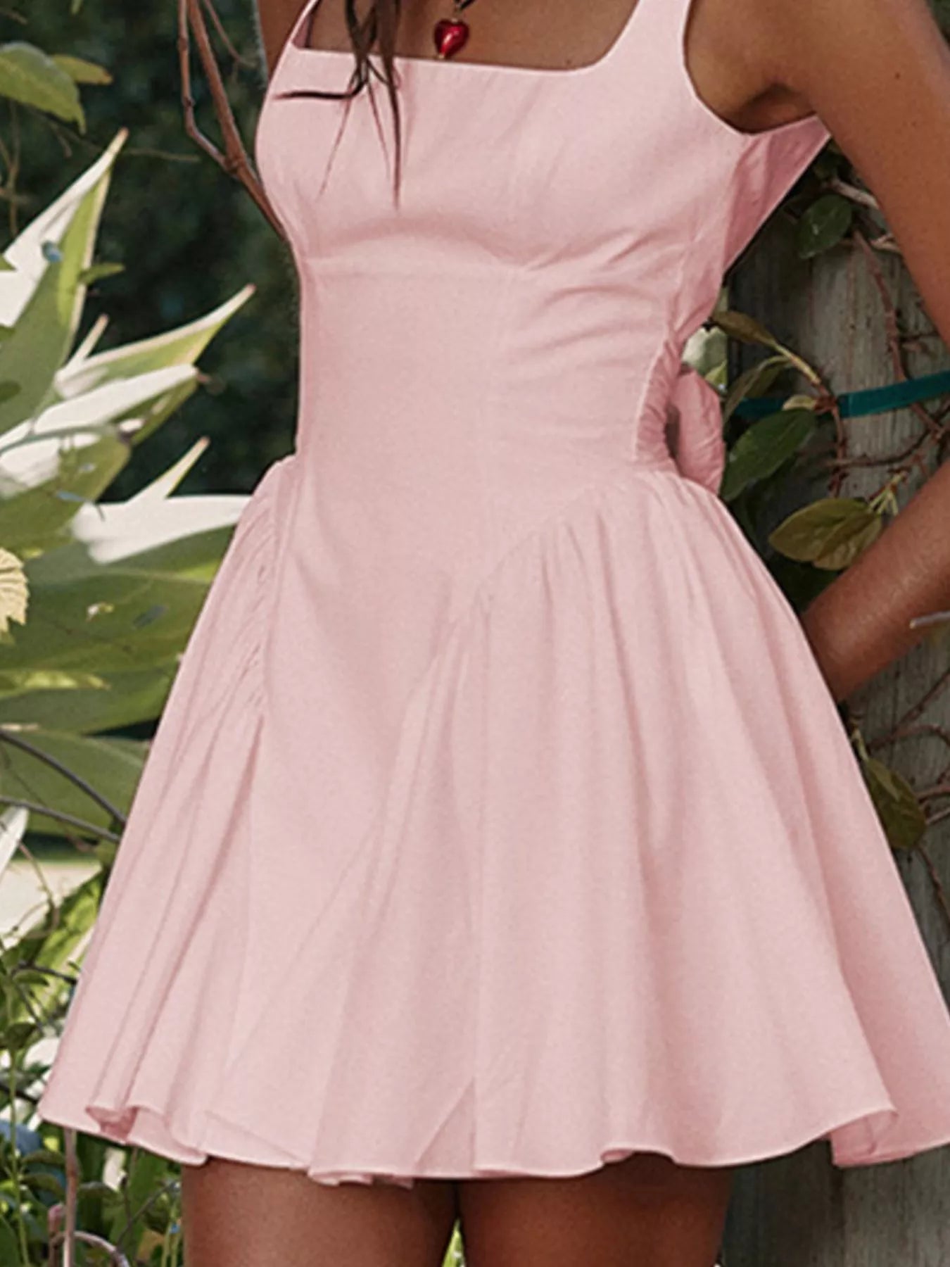 Backless Square Neck Mini Dress