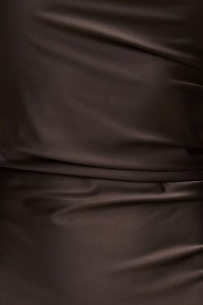 Jayde Stretch Satin Maxi Dress-Java Brown