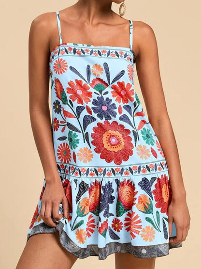 Floral Print Sleeveless Mini Dress