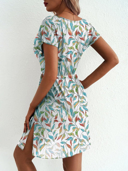 Printed Short Sleeve Mini Dress
