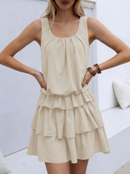 Sleeveless Ruffle Layered Mini Dress