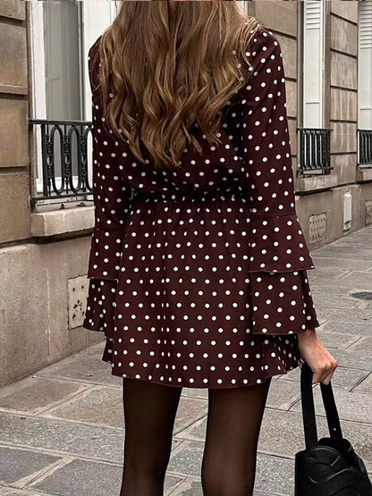 Polka Dot Long Sleeve Mini Dress