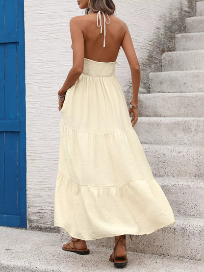 Halter Neck Tiered Maxi Dress