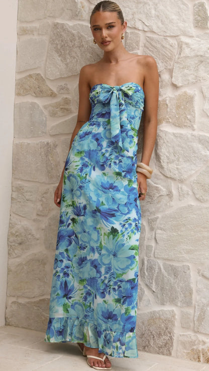 Mariposa Maxi Dress - Blue Floral
