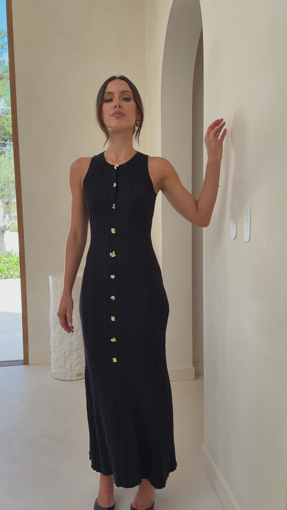 Aylah Knit Midi Dress - Black