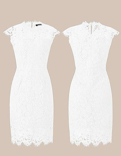 MEROKEETY Sleeveless Lace Floral Elegant Cocktail Dress