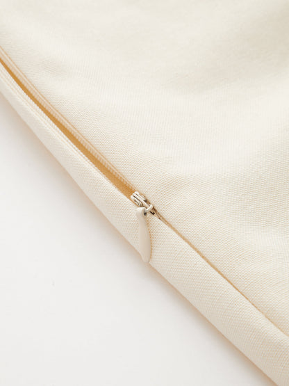 Linen-Blend Contrast Trim Wrap Dress