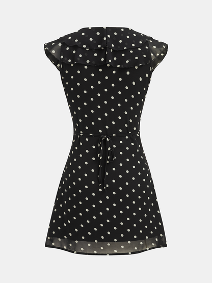 Polka Dot V-Neck Ruffle Dress