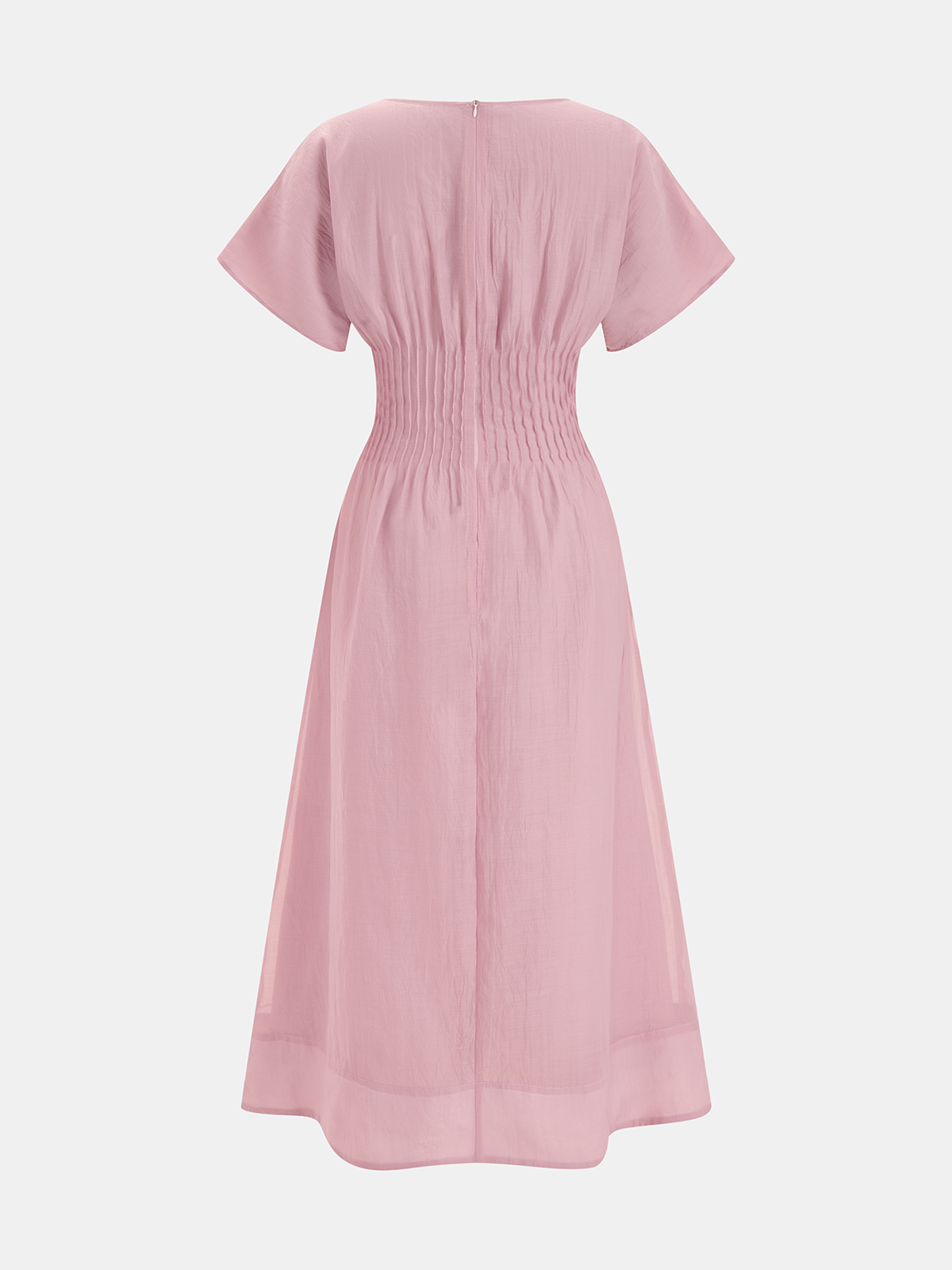 Short Sleeve Smocked Waist Midi Dress