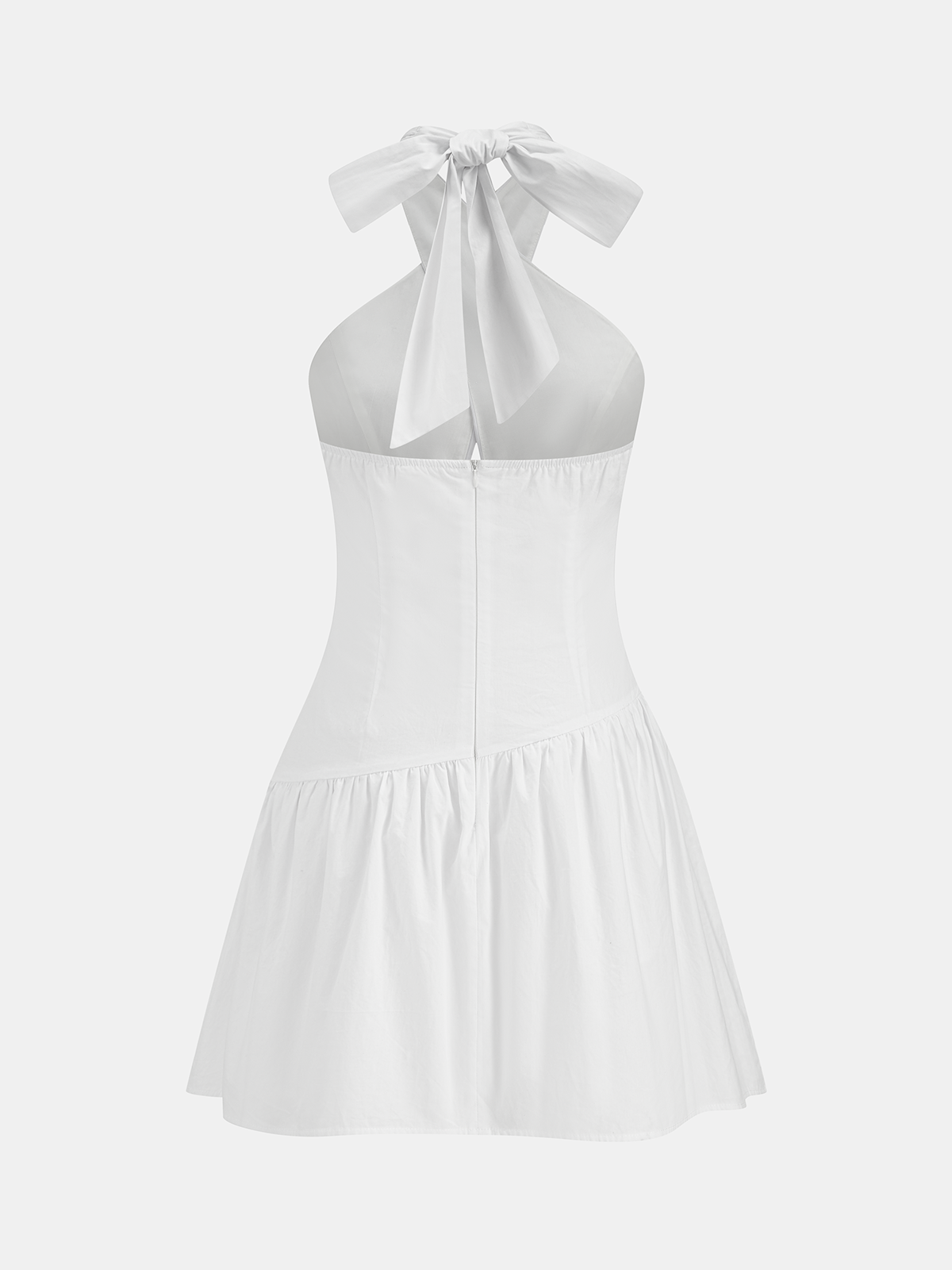 Cotton Halter Ruched Mini Dress