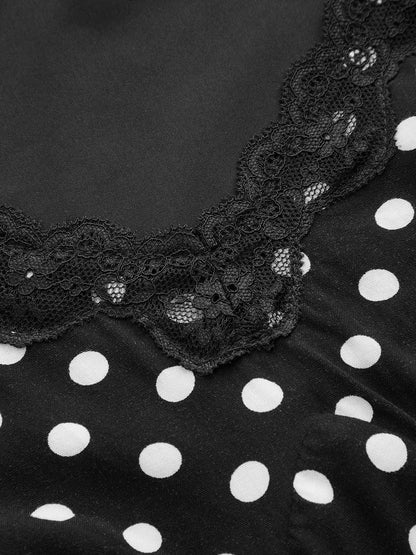 Polka Dot Lace V-Neck Maxi Dress