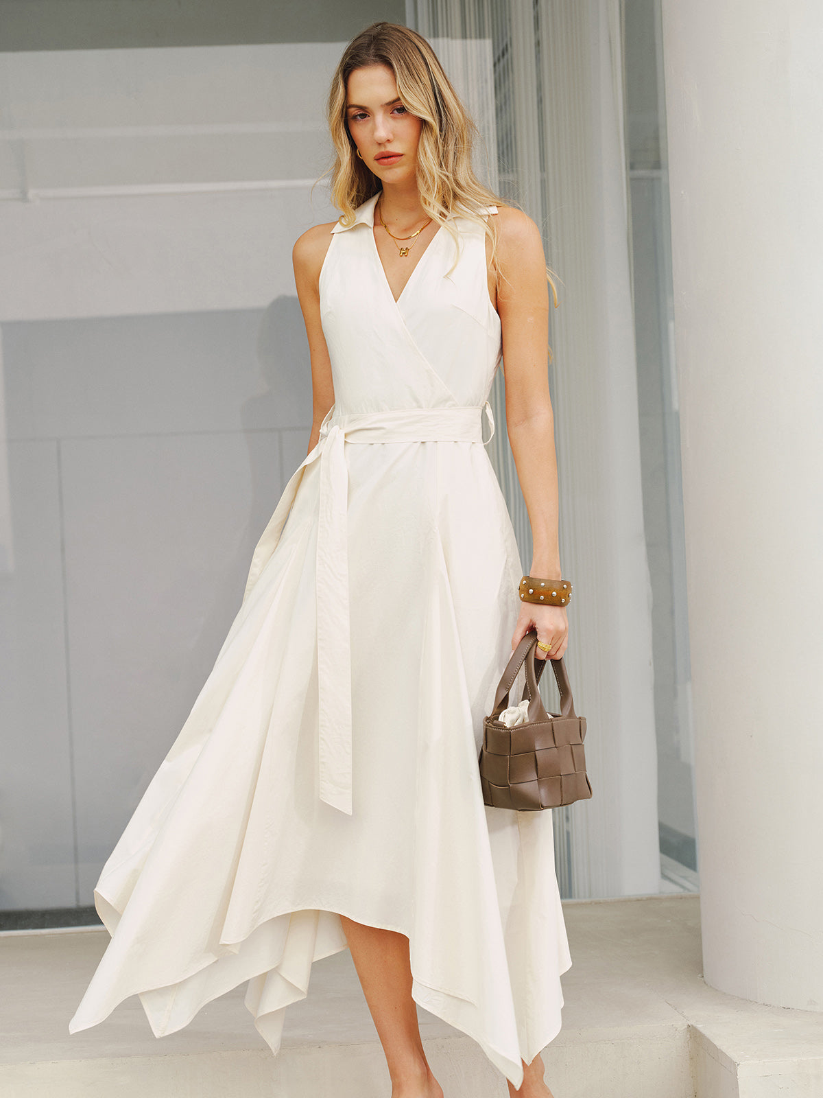 Pocket Detail Sleeveless Belted Maxi Dress