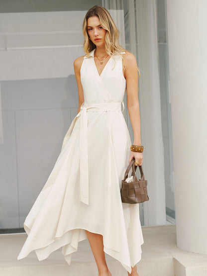 Pocket Detail Sleeveless Belted Maxi Dress