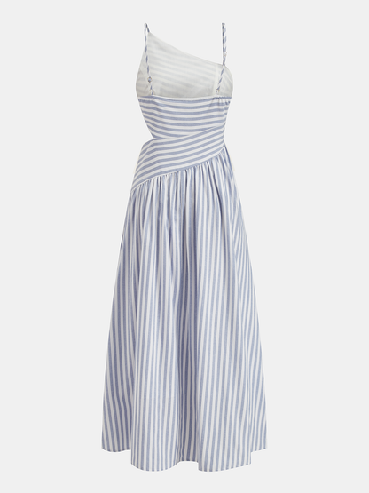 Striped Cut-Out Asymmetric Cami Maxi Dress