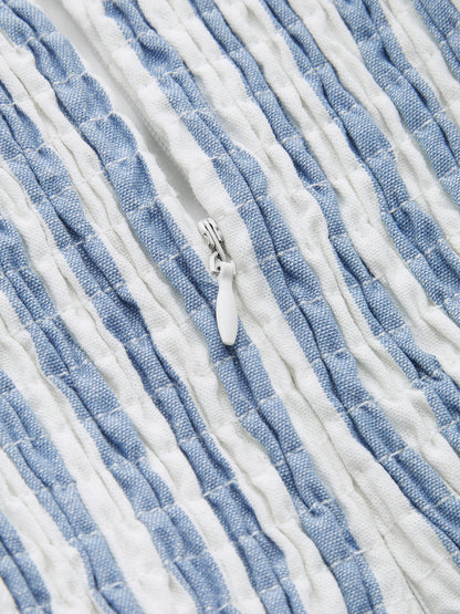 Lace Trim Striped Cotton Cami Maxi Dress