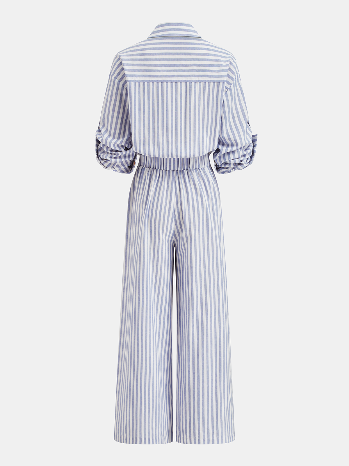 Striped Collared Wide-Leg Jumpsuit