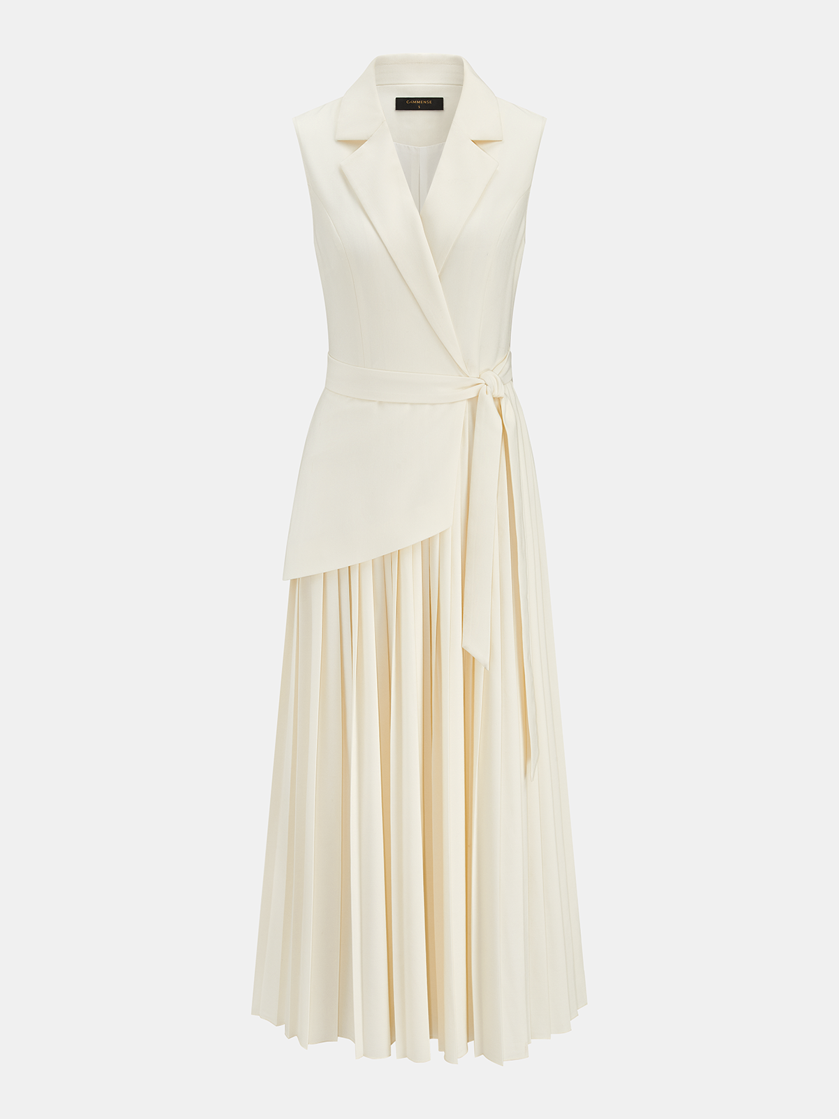 Sleeveless Belted Pleated Blazer Dress