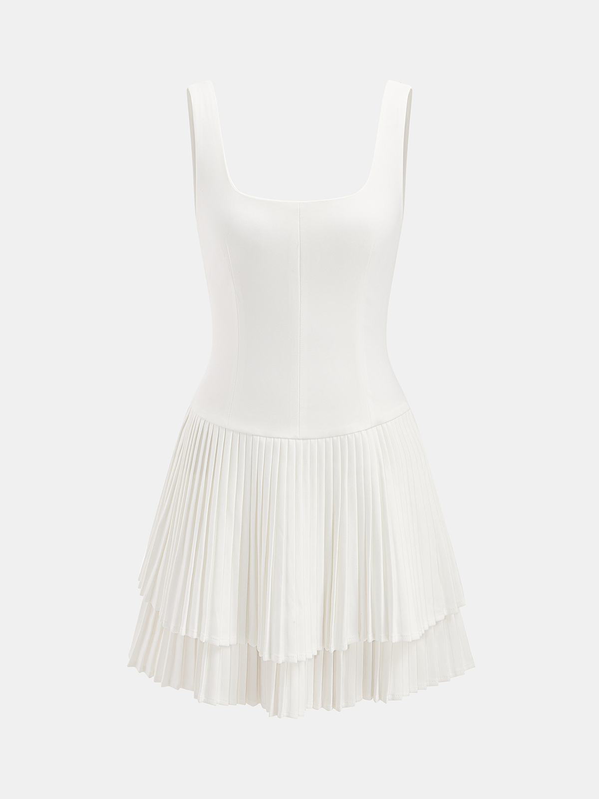Square Neck Pleated Dress