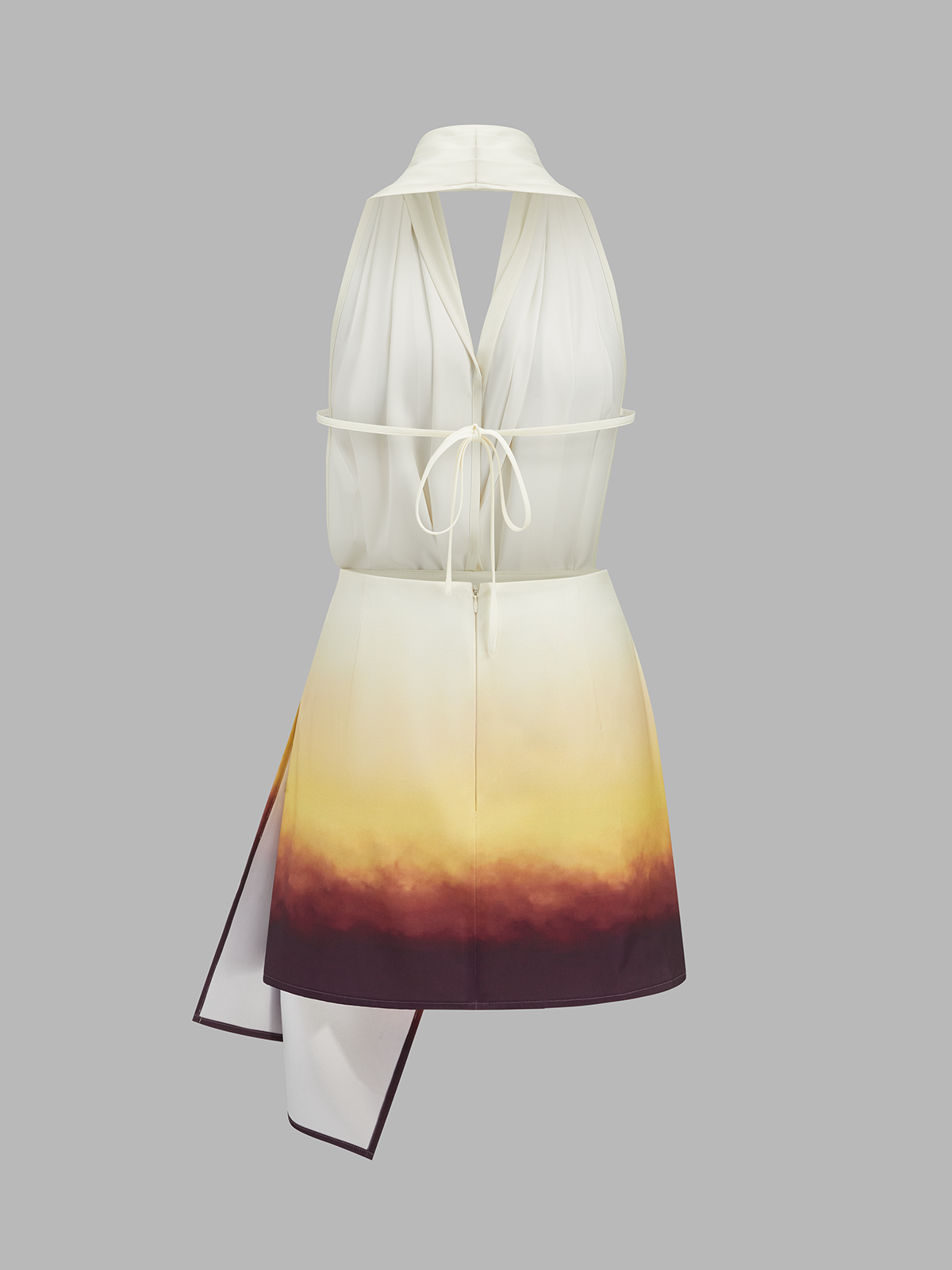Asymmetric Gradient Halter Mini Dress