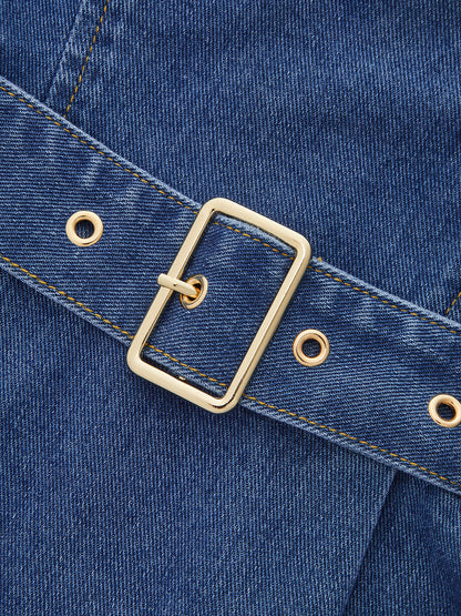 Belted Denim Cami Mini Dress