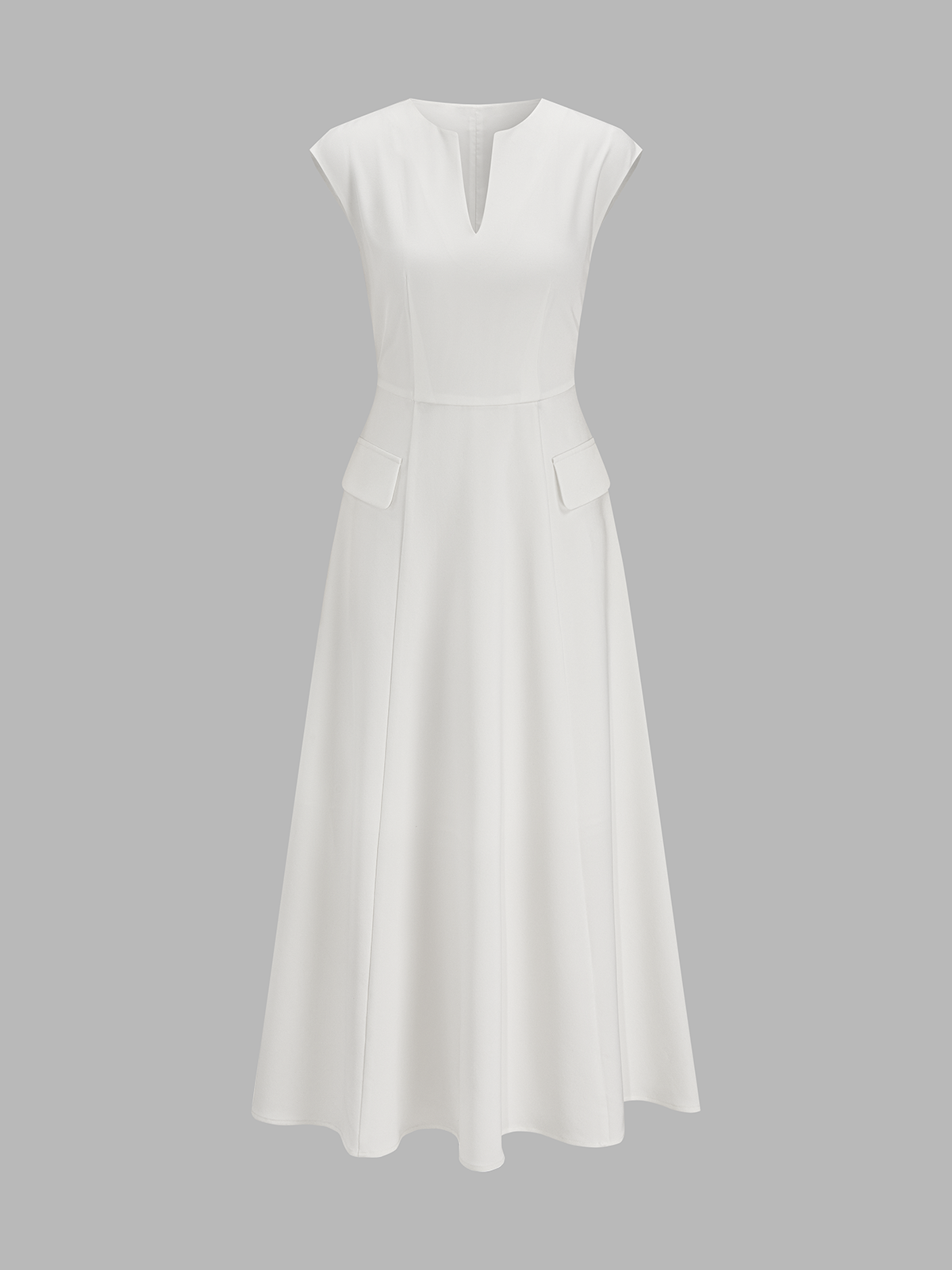 V Neck Cap Sleeve Midi Dress