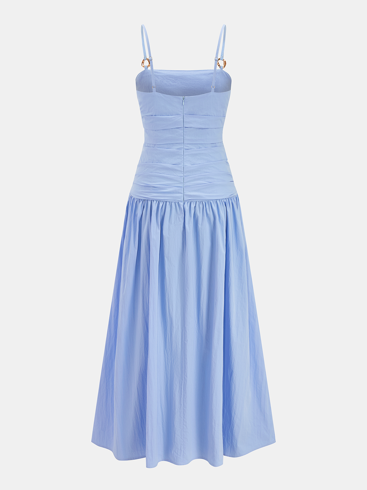 Metal Ring Cotton Blend Ruched Cami Dress