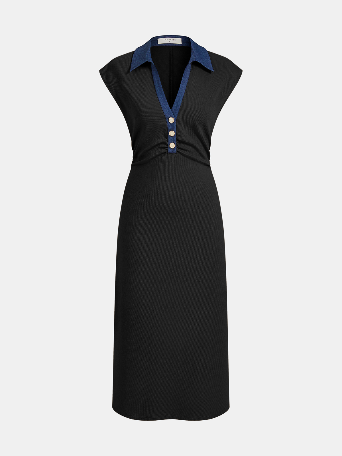 Denim Collar Sleeveless Maxi Dress