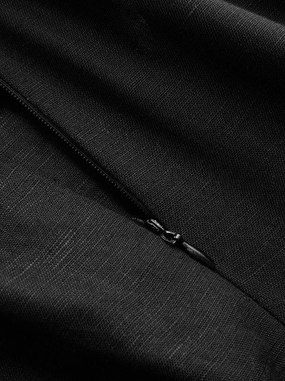 Linen-Blend Strapless Tie-Waist Wide Leg Jumpsuit