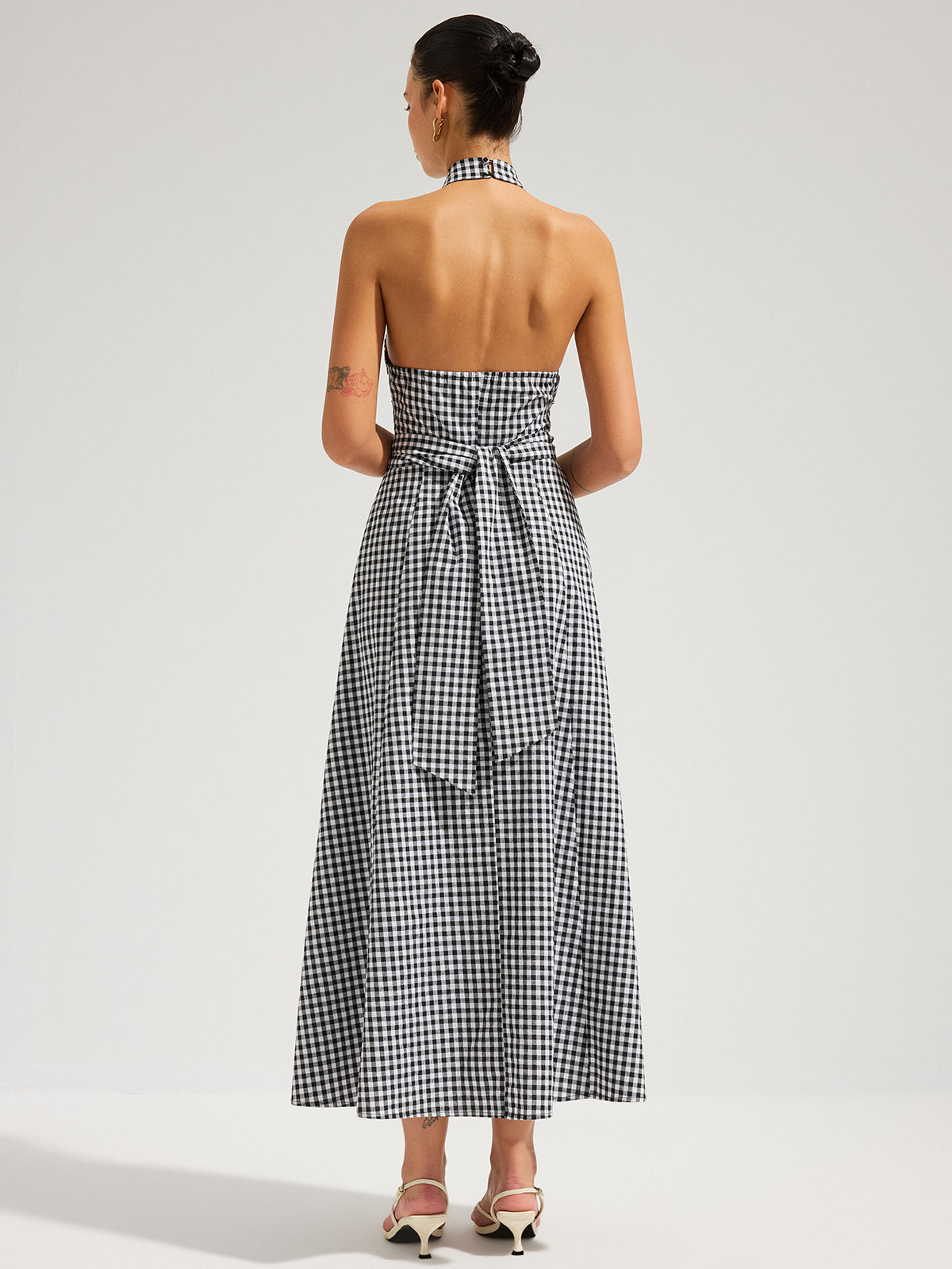 Gingham Halter Cotton Maxi Dress