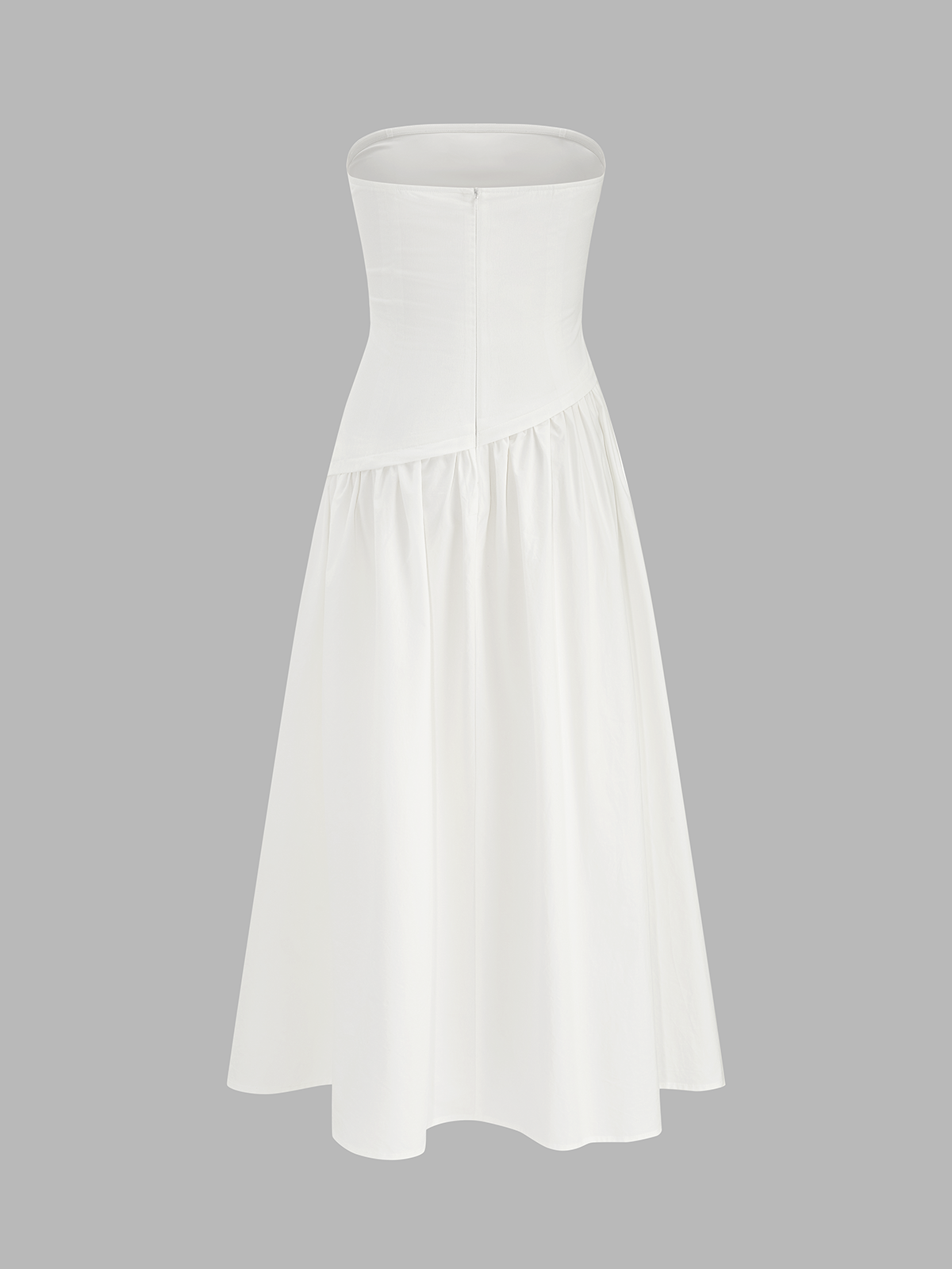 Strapless Ruched Flowy Maxi Dress