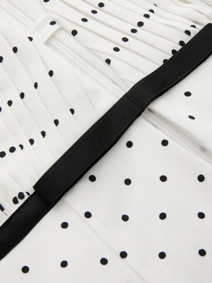 Polka Dot Sleeveless Pleated Maxi Dress