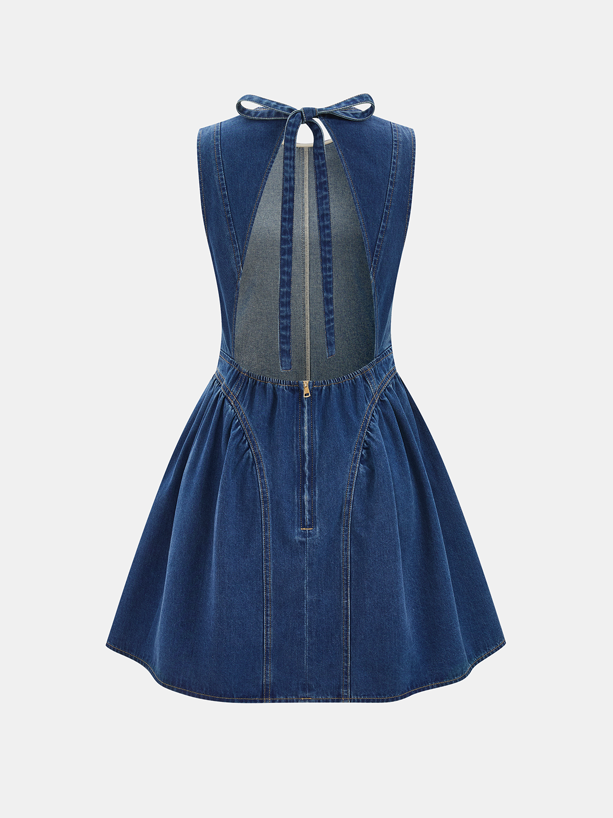 Sleeveless Open Back Denim Mini Dress