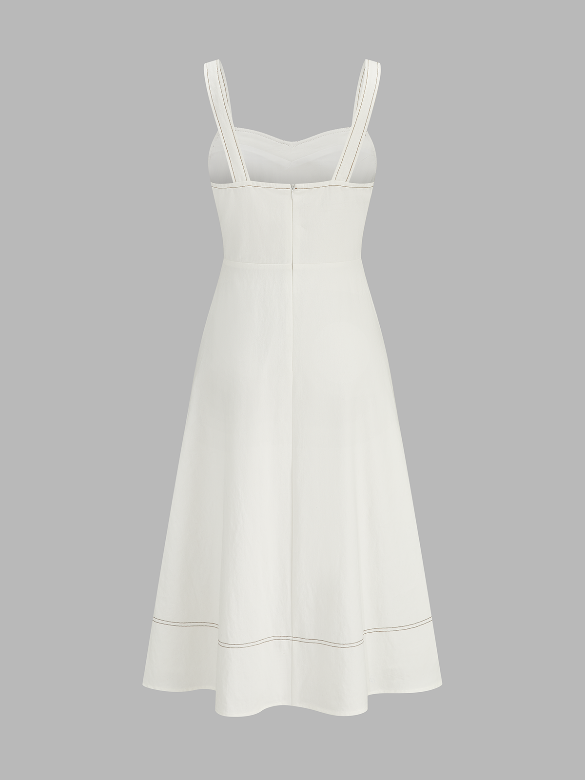 Contrast Stitch Button Front Midi Cami Dress